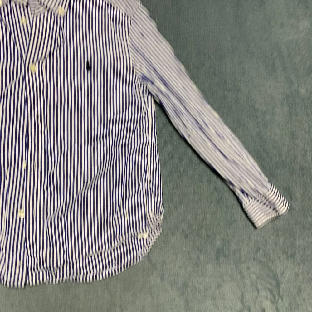 Ralph Lauren Shirt Boys 6 Blue White Striped Long Sleeve Classic Button Down
